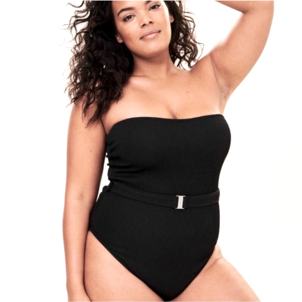 Abercrombie & Fitch Strapless Ribbed Swimsuit Black Small, Missing Belt & Straps